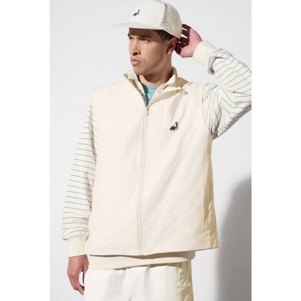 Fabletics x Stephen Malbon The Don Golf Vest Mens M Cream Full Zip NWT